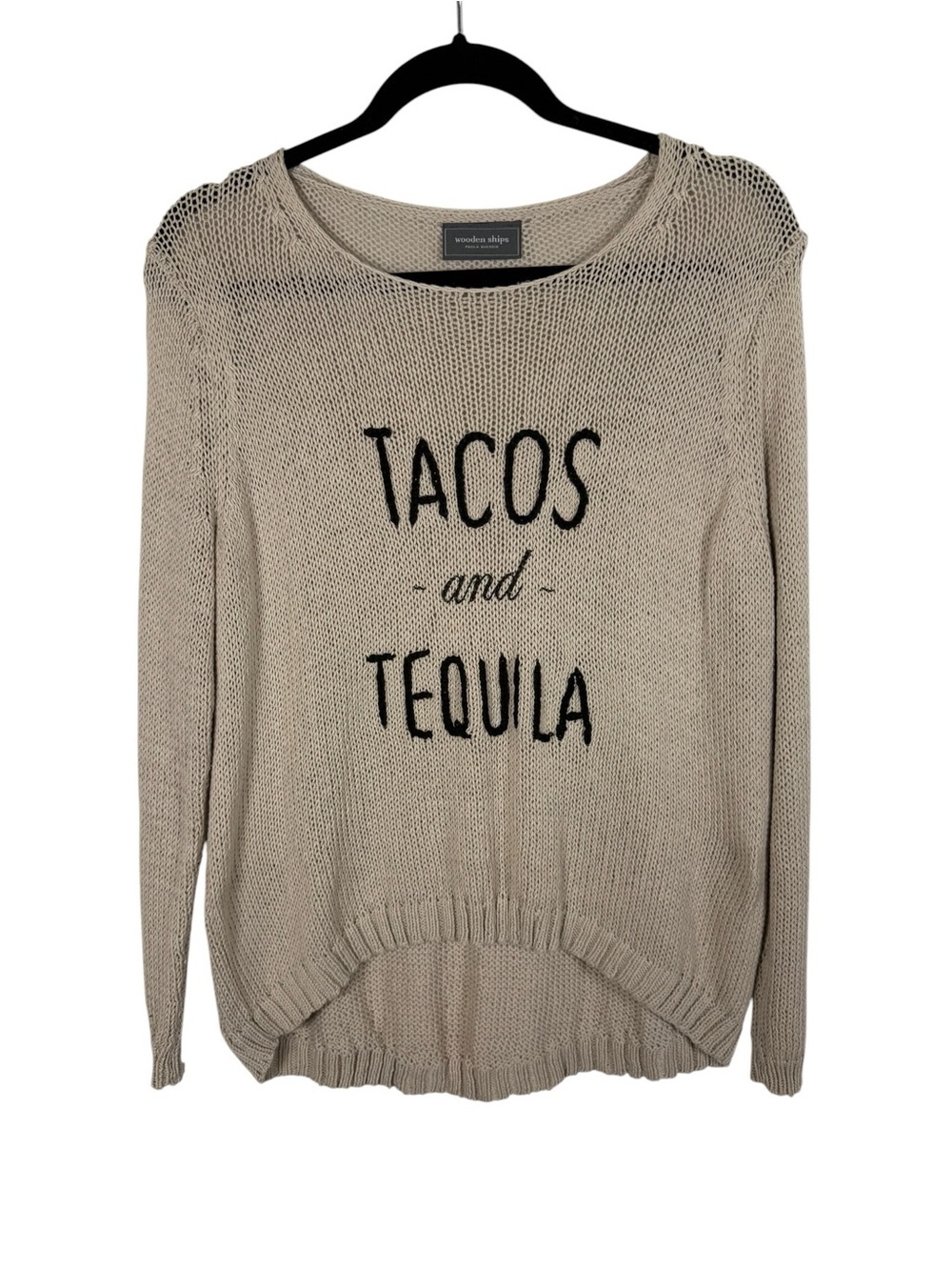 Wooden Ships Tan Tacos and Tequila Crew Neck Sweater Sz XS/S